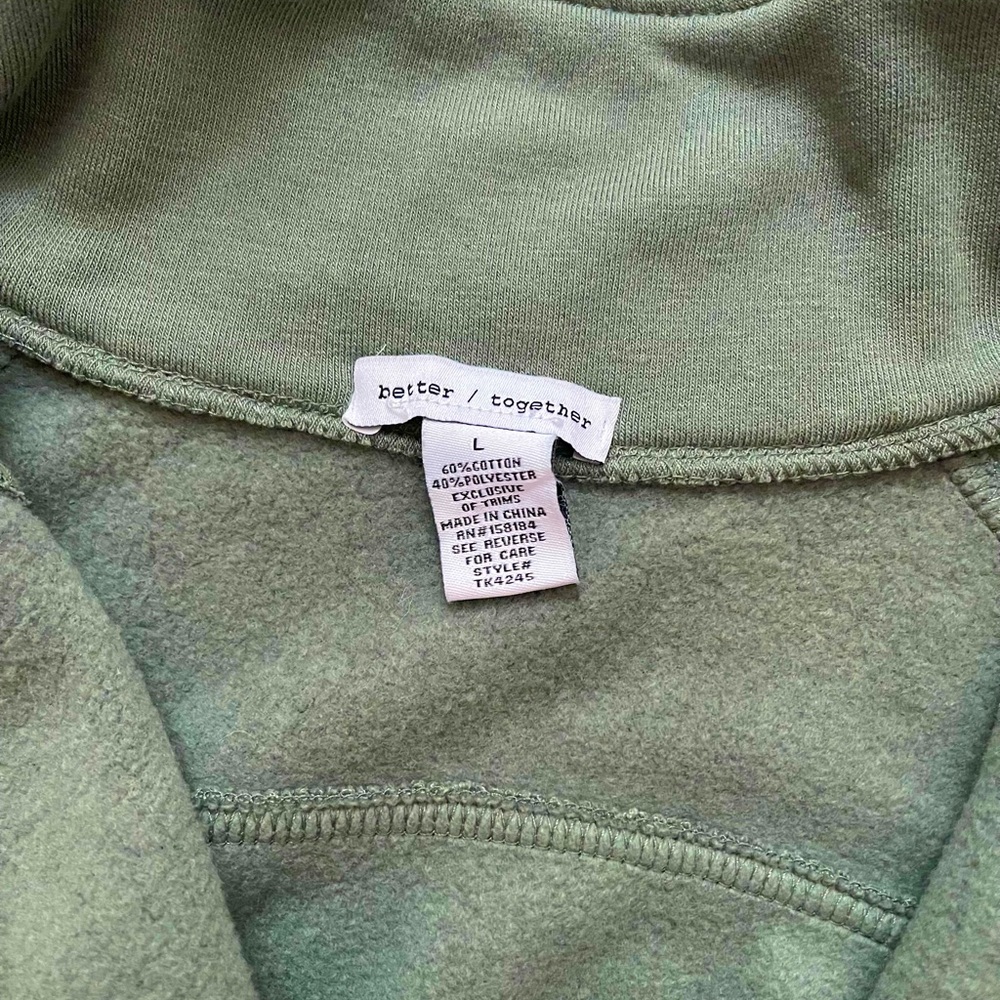 Women's Olive Half-Zip Funnel Neck Pullover Hoodie - Picture 3 of 3
